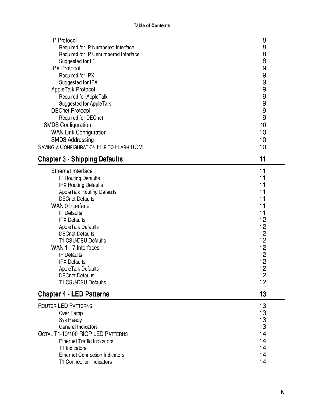 Compatible Systems T1-10/100 manual Shipping Defaults, LED Patterns 