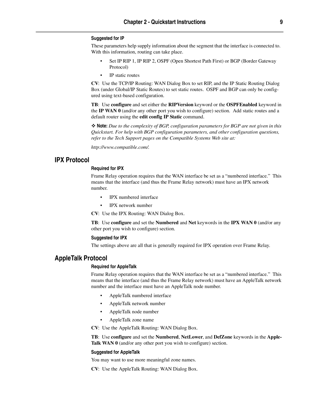 Compatible Systems V.35 manual Suggested for IP 