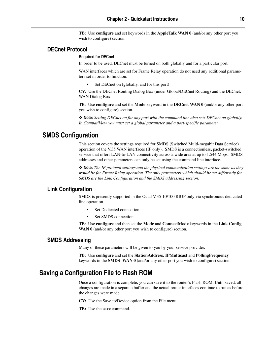 Compatible Systems V.35 Smds Configuration, Saving a Configuration File to Flash ROM, Link Configuration, Smds Addressing 