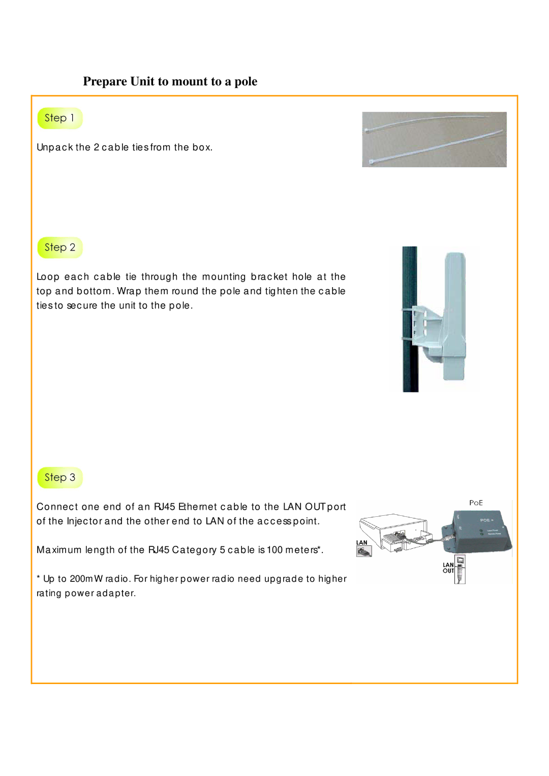 Compex Systems 802.11N manual Prepare Unit to mount to a pole 