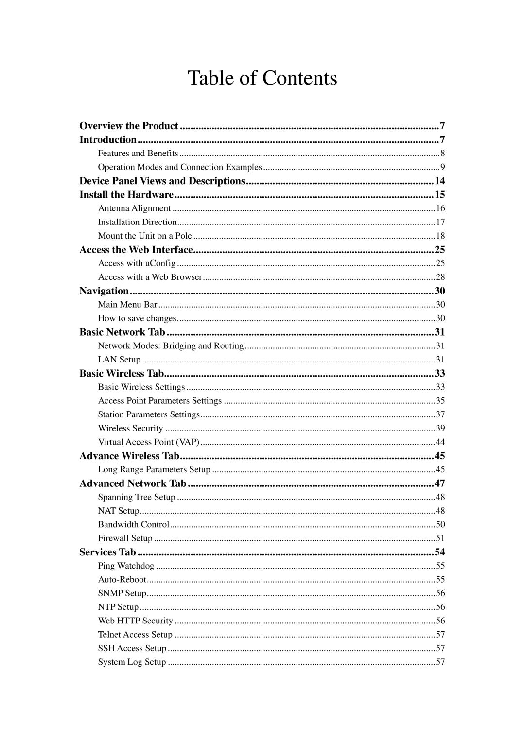 Compex Systems 802.11N manual Table of Contents 