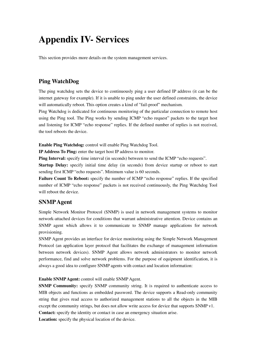 Compex Systems 802.11N manual Appendix IV- Services, Snmp Agent 