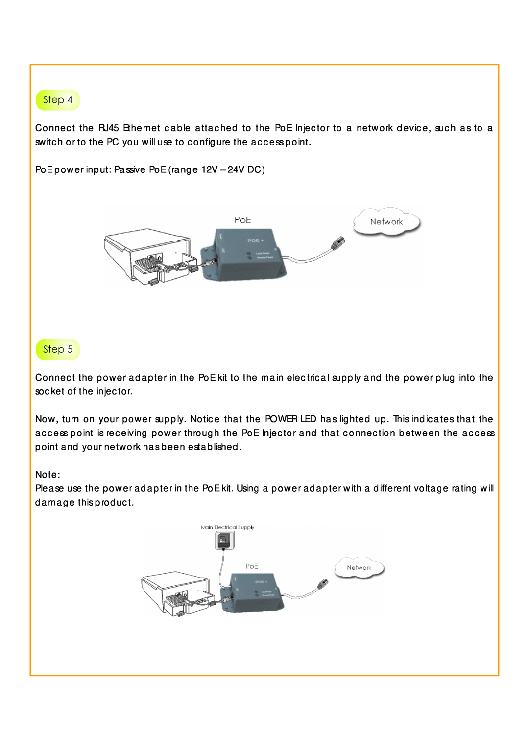 Compex Systems 802.11N manual PoE power input Passive PoE range 12V - 24V DC 