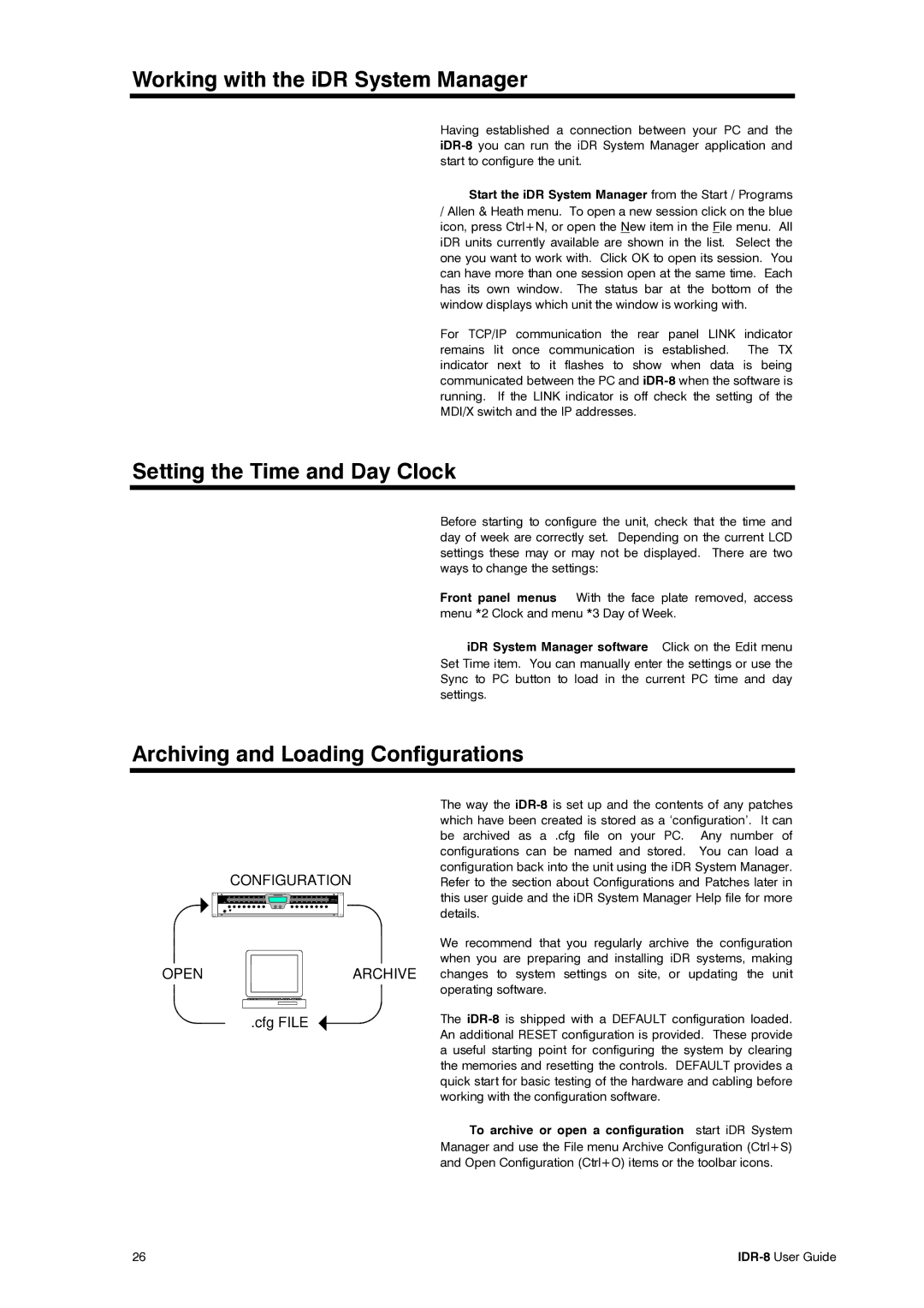 Compex Systems AP4530 manual Working with the iDR System Manager, Setting the Time and Day Clock 