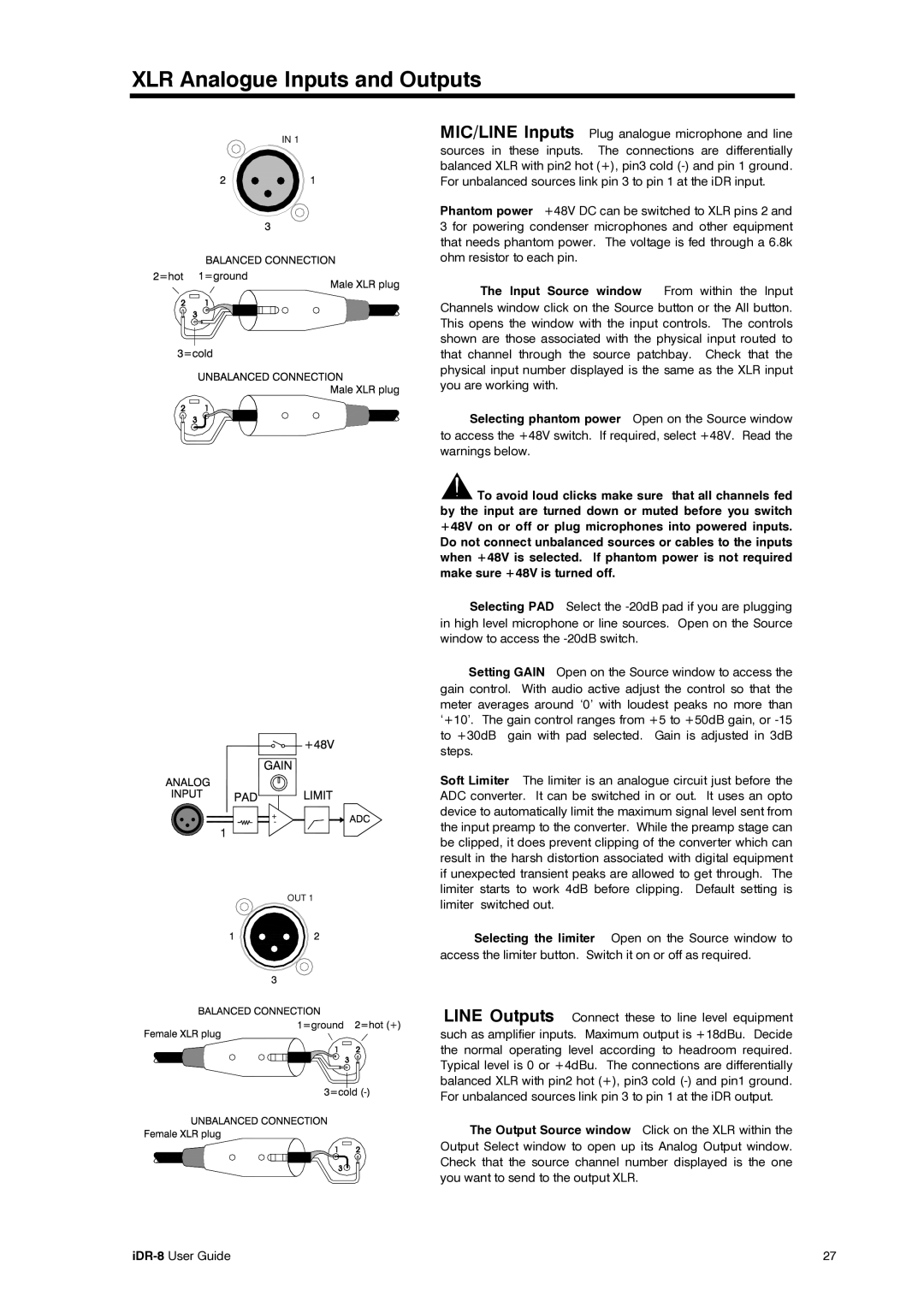 Compex Systems AP4530 manual XLR Analogue Inputs and Outputs, Input Source window From within the Input 