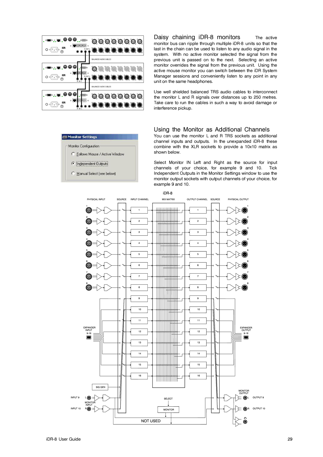 Compex Systems AP4530 manual Daisy chaining iDR-8 monitors The active, Using the Monitor as Additional Channels 