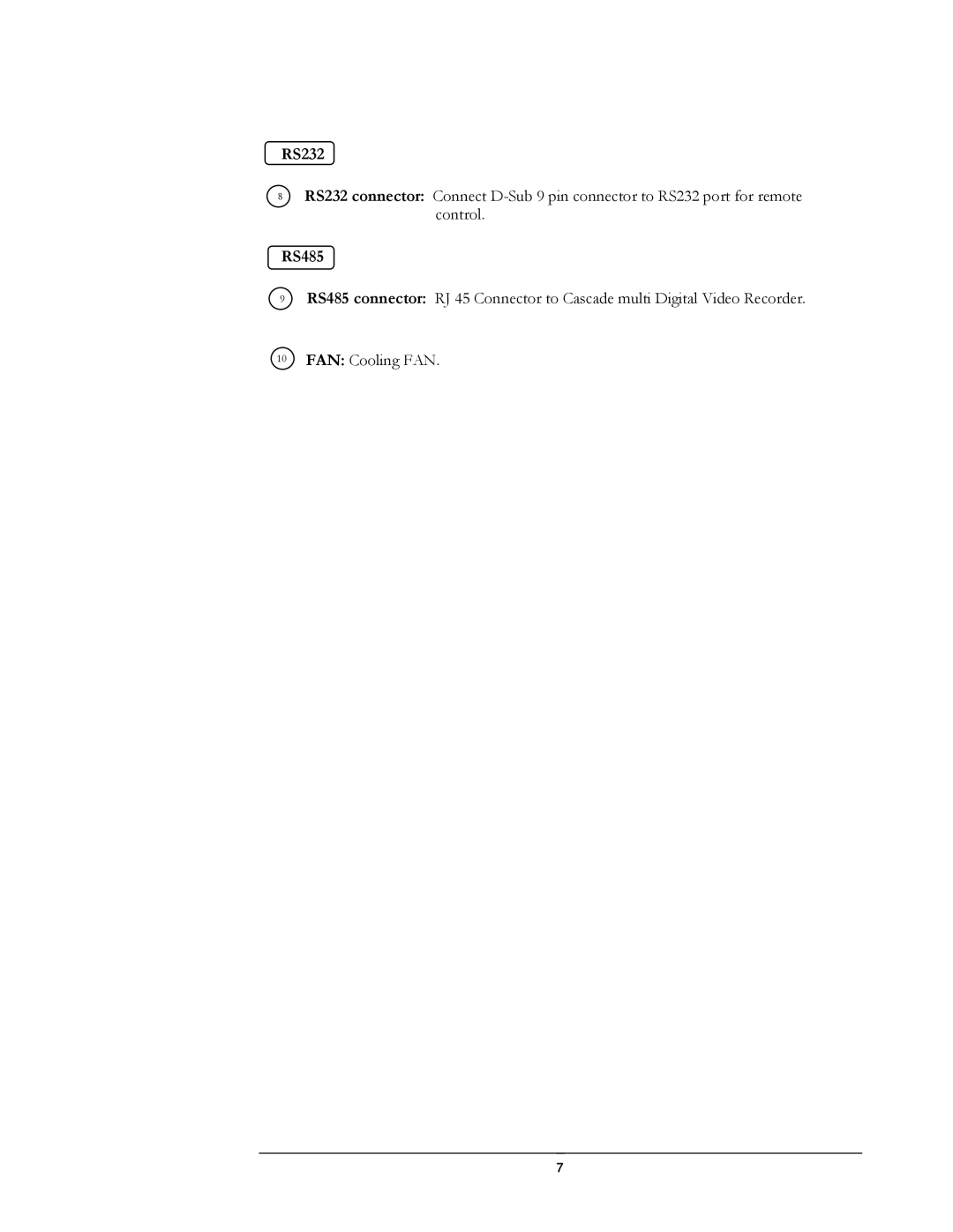 Compex Systems DVR4-80 user manual RS232 