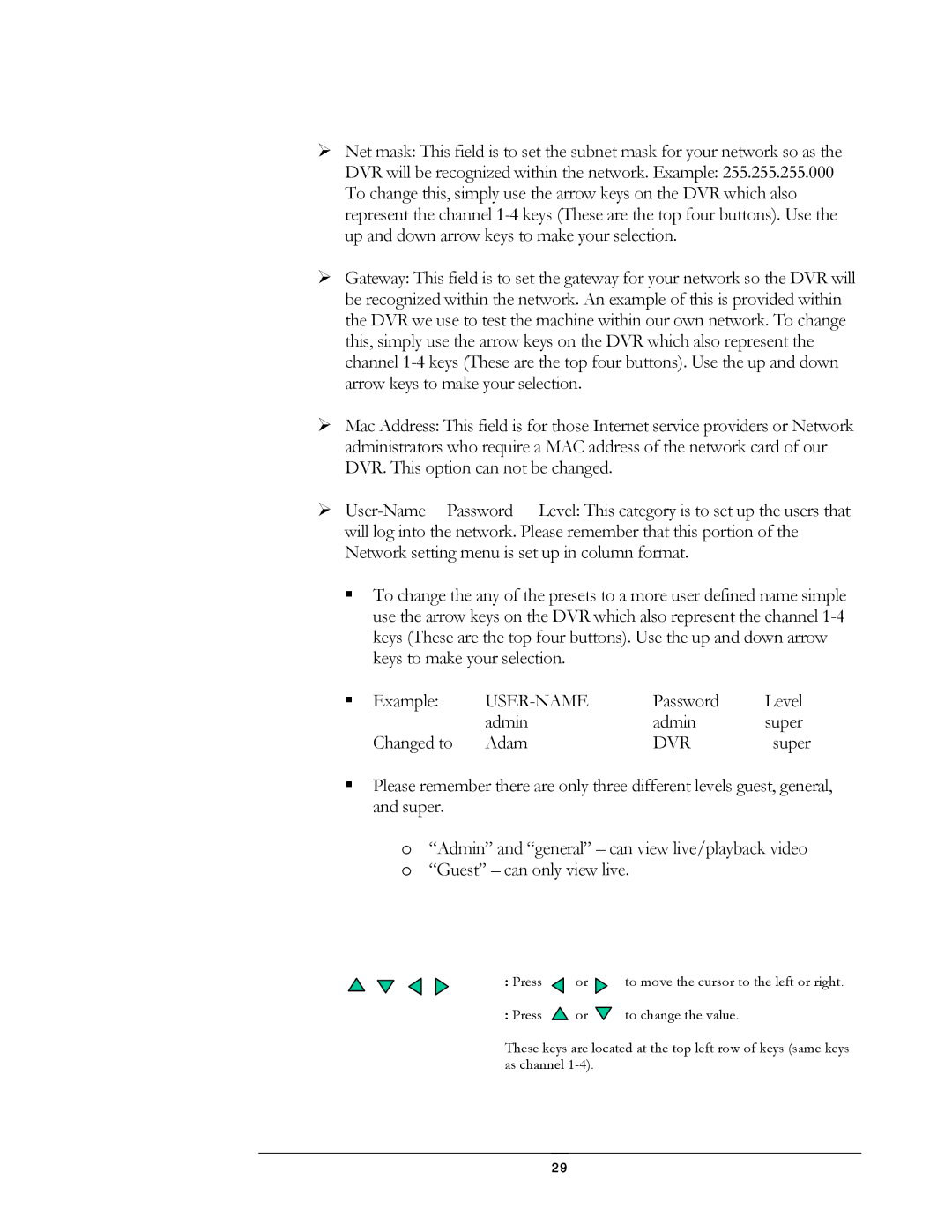 Compex Systems DVR4-80 user manual User-Name 