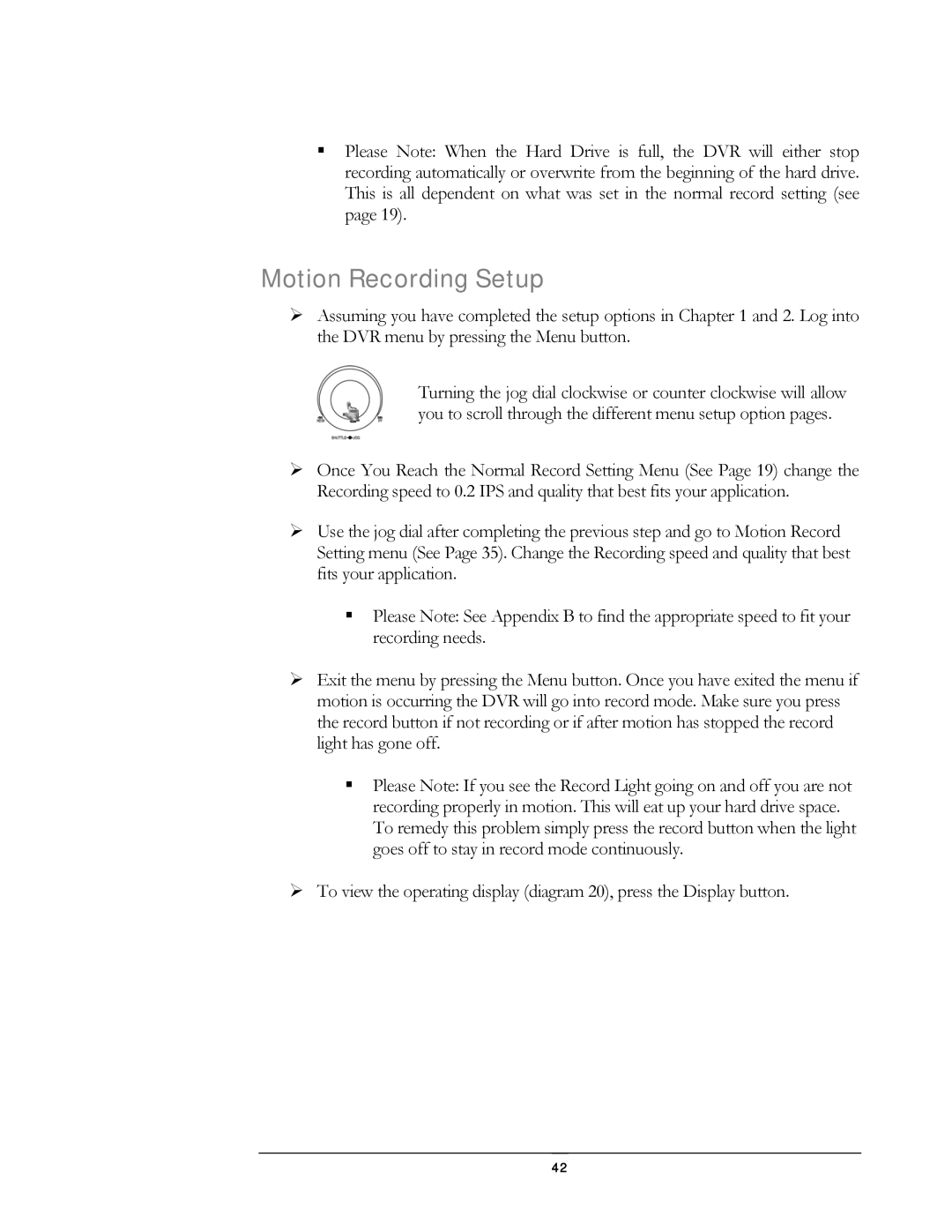 Compex Systems DVR4-80 user manual Motion Recording Setup 