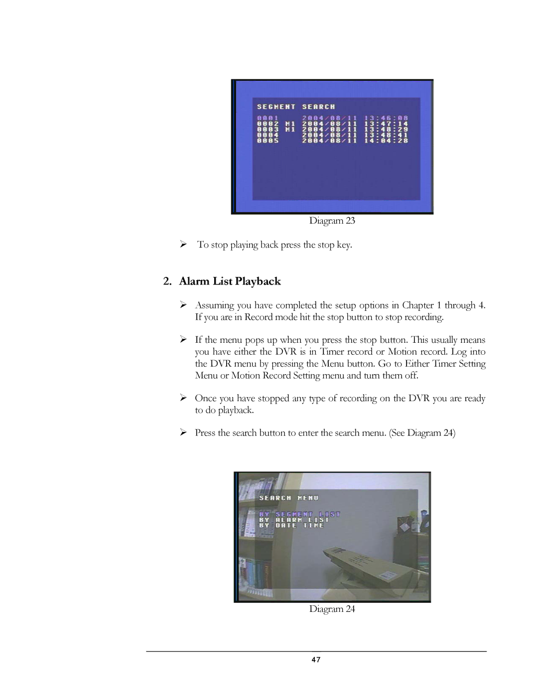 Compex Systems DVR4-80 user manual Alarm List Playback 