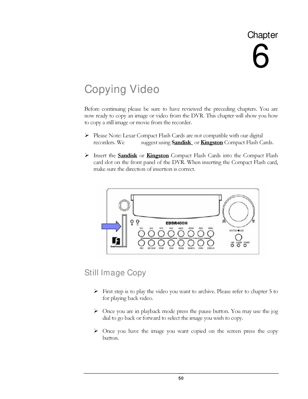 Compex Systems DVR4-80 user manual Copying Video, Still Image Copy 