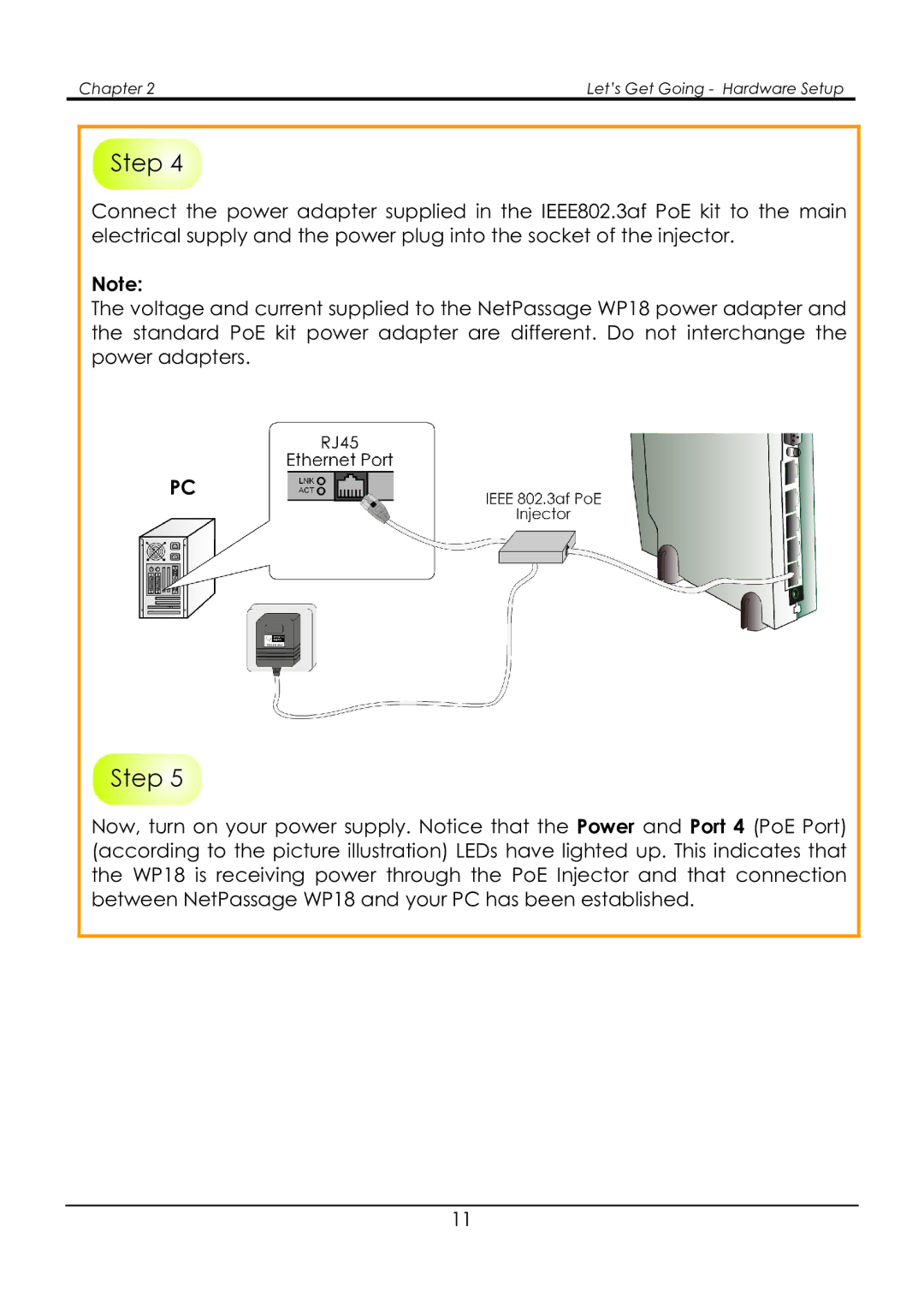 Compex Systems NetPassage WP18 manual Chapter Let’s Get Going Hardware Setup 