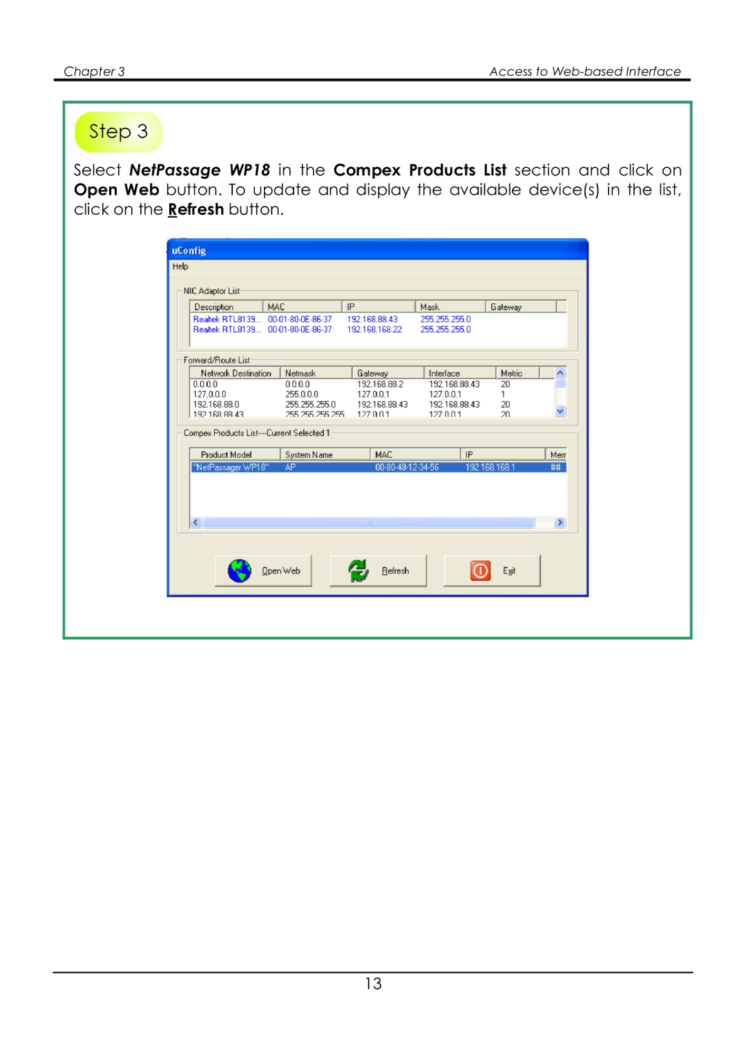 Compex Systems NetPassage WP18 manual Chapter Access to Web-based Interface 