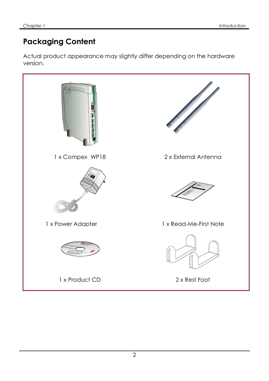 Compex Systems NetPassage WP18 manual Packaging Content 