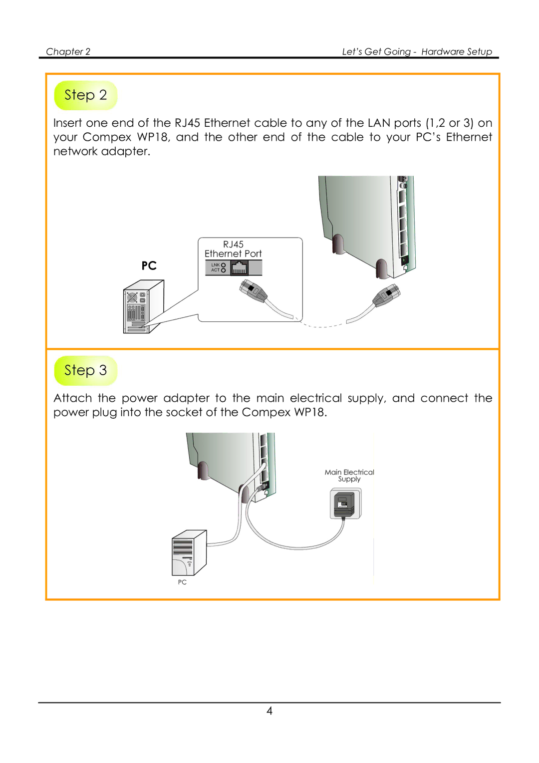 Compex Systems NetPassage WP18 manual Chapter Let’s Get Going Hardware Setup 