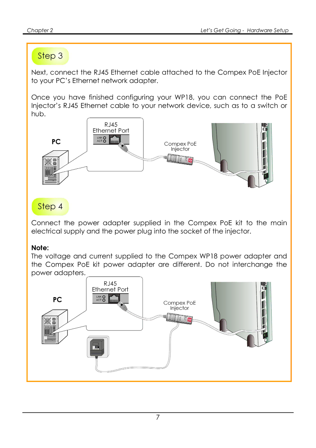 Compex Systems NetPassage WP18 manual Chapter Let’s Get Going Hardware Setup 