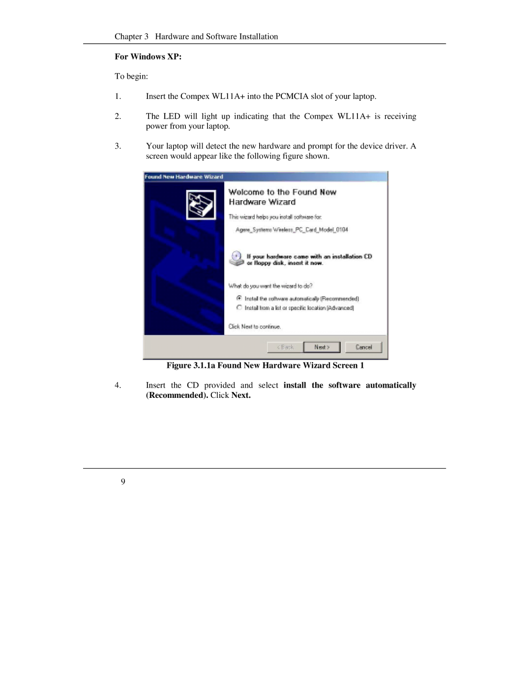 Compex Systems WL11A+ manual For Windows XP 