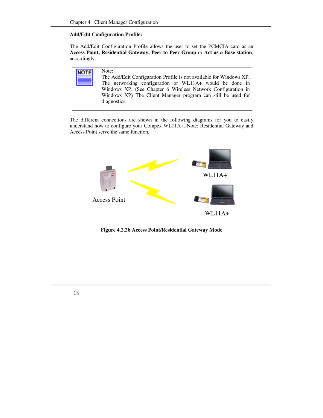 Compex Systems WL11A+ manual Add/Edit Configuration Profile, 2b Access Point/Residential Gateway Mode 