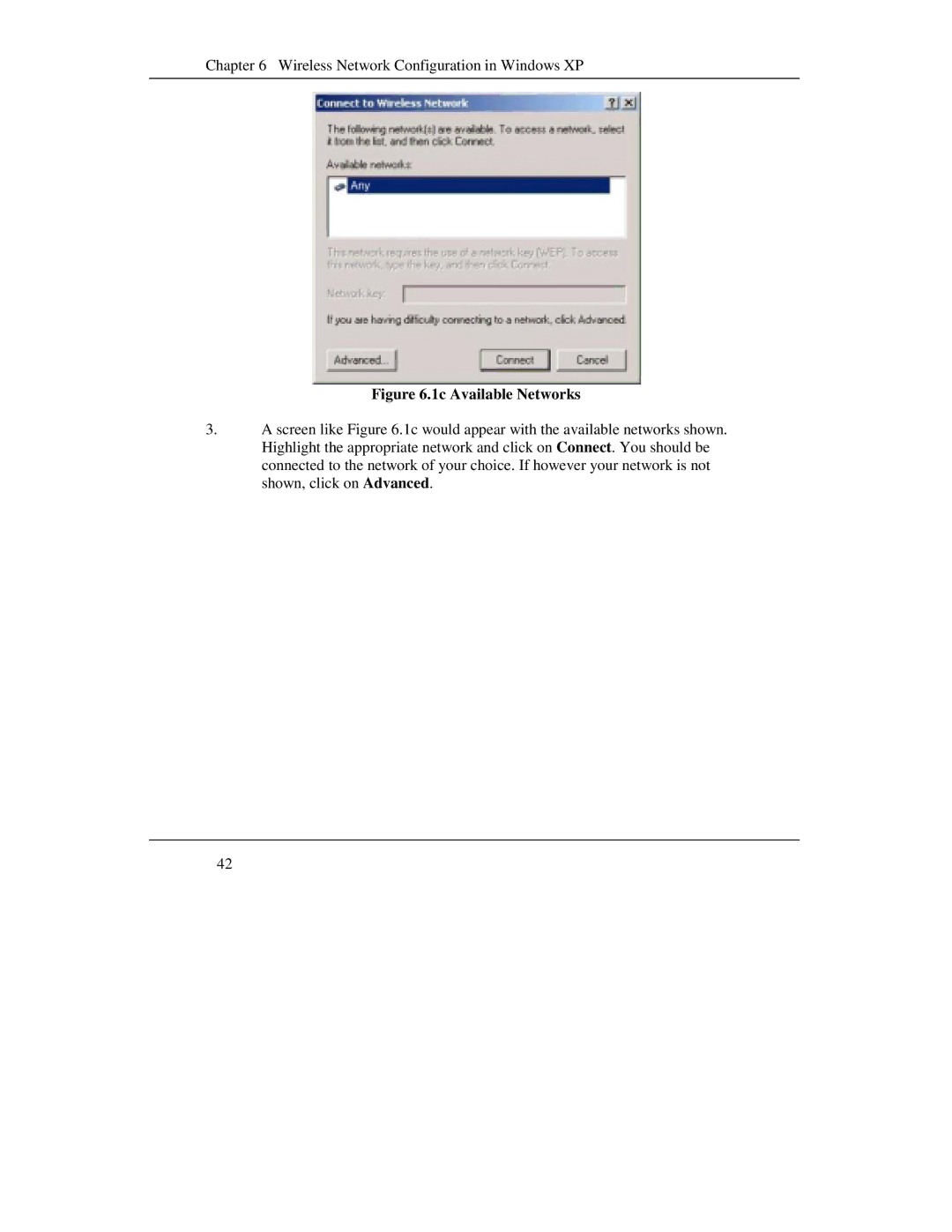 Compex Systems WL11A+ manual 1c Available Networks 