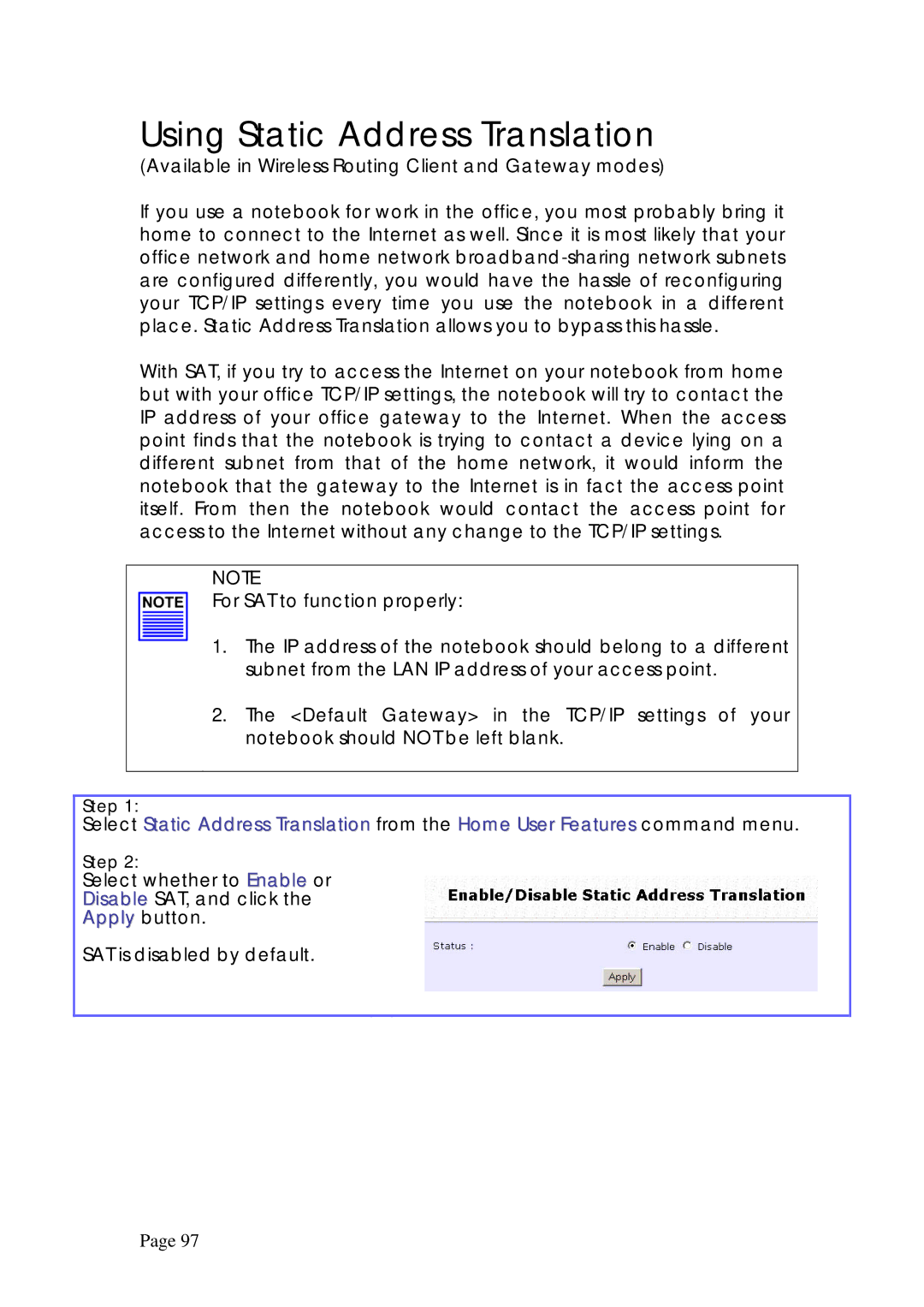 Compex Systems WPE53G manual Using Static Address Translation 