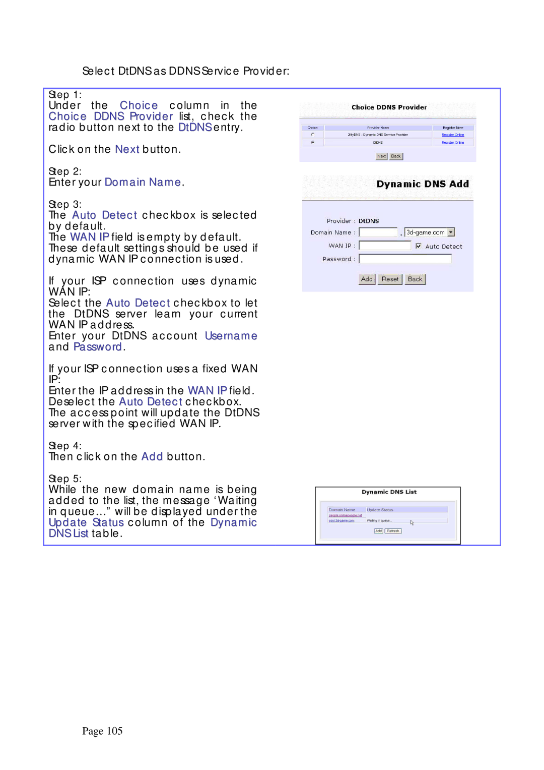 Compex Systems WPE53G manual Enter your DtDNS account Username and Password 