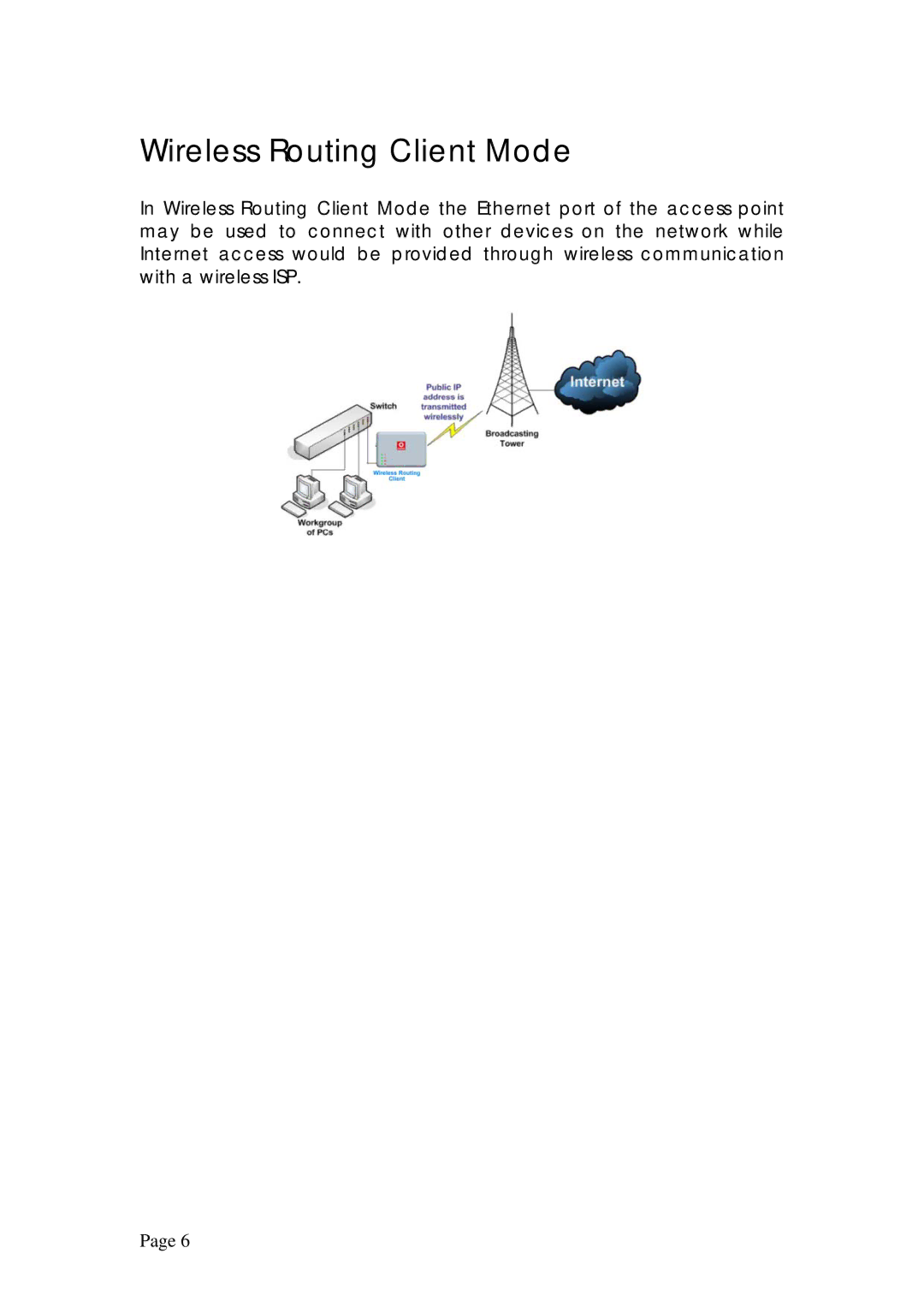 Compex Systems WPE53G manual Wireless Routing Client Mode 