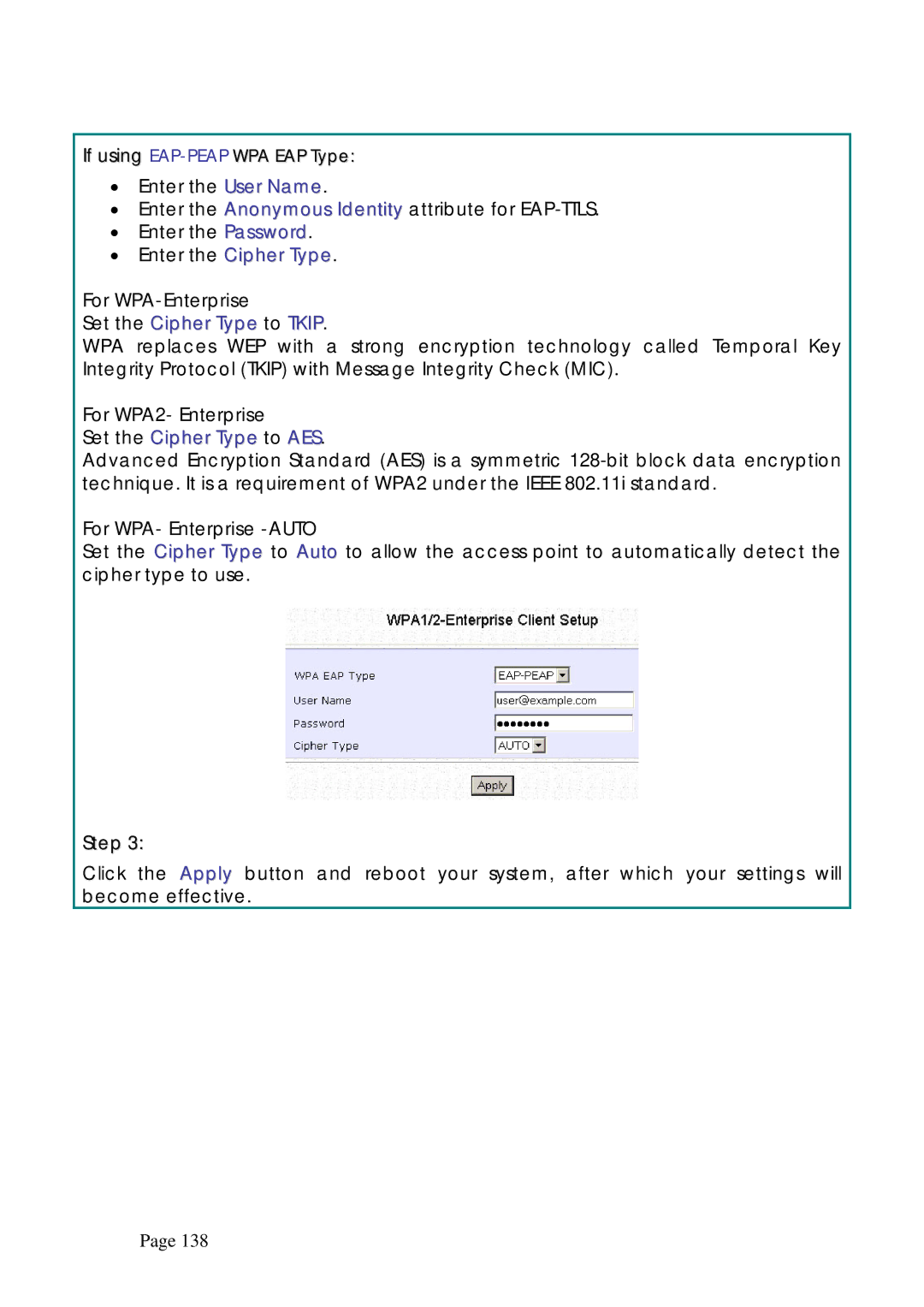 Compex Systems WPE53G manual If using EAP-PEAPWPA EAP Type 