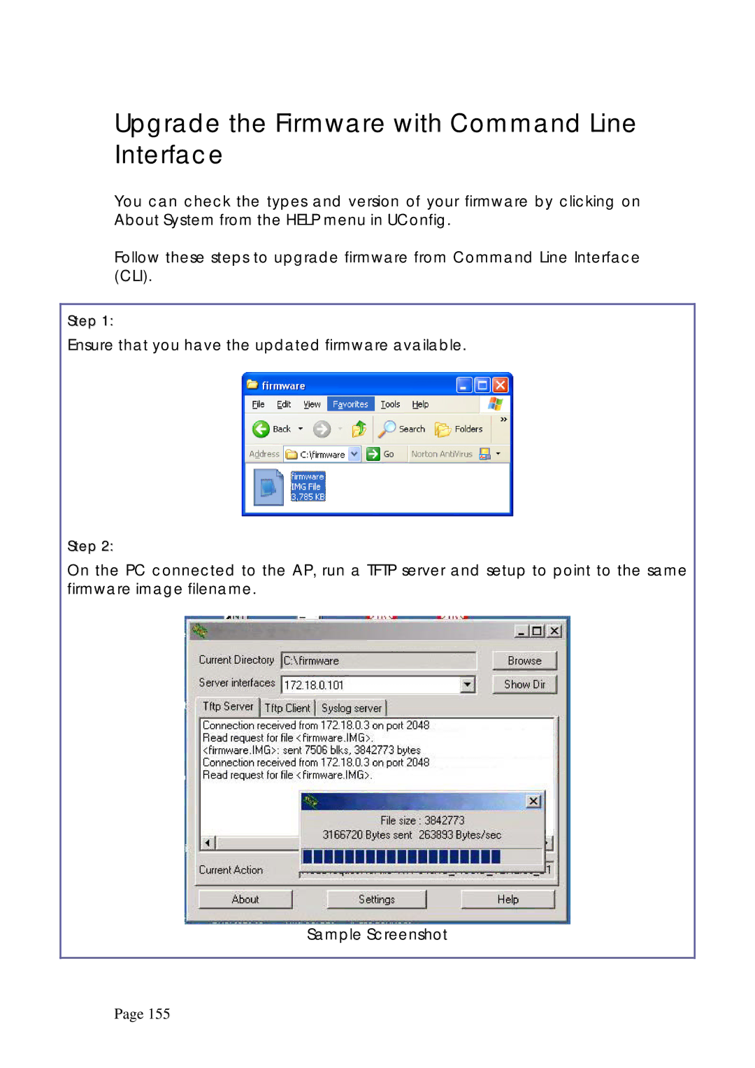 Compex Systems WPE53G manual Upgrade the Firmware with Command Line Interface 