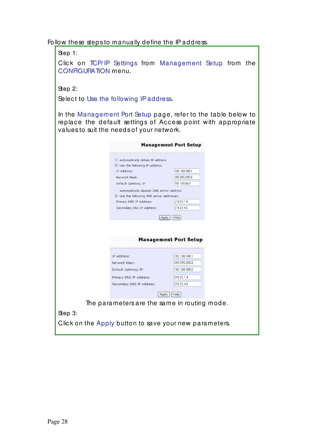 Compex Systems WPE53G manual Select to Use the following IP address 