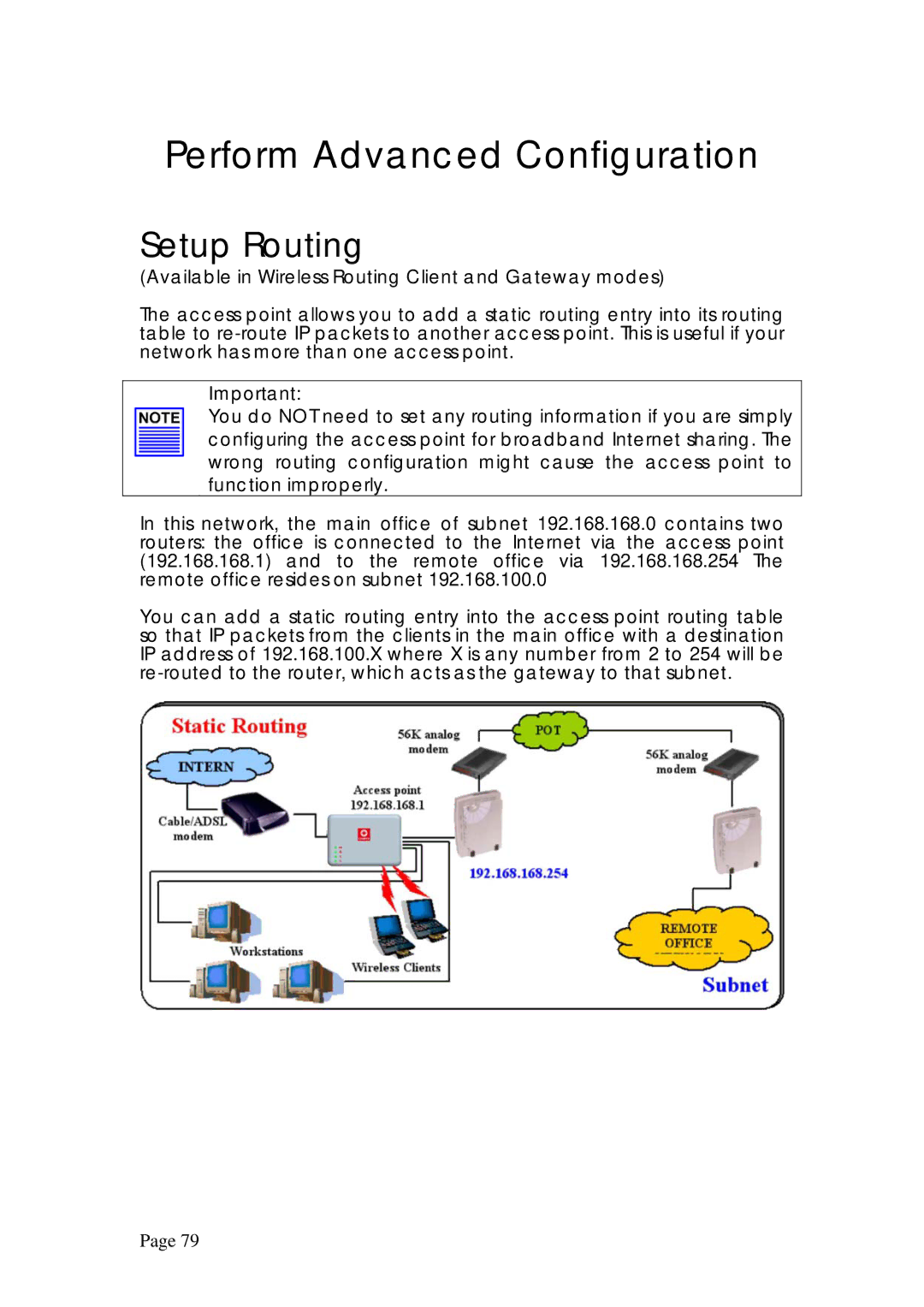 Compex Systems WPE53G manual Perform Advanced Configuration, Setup Routing 