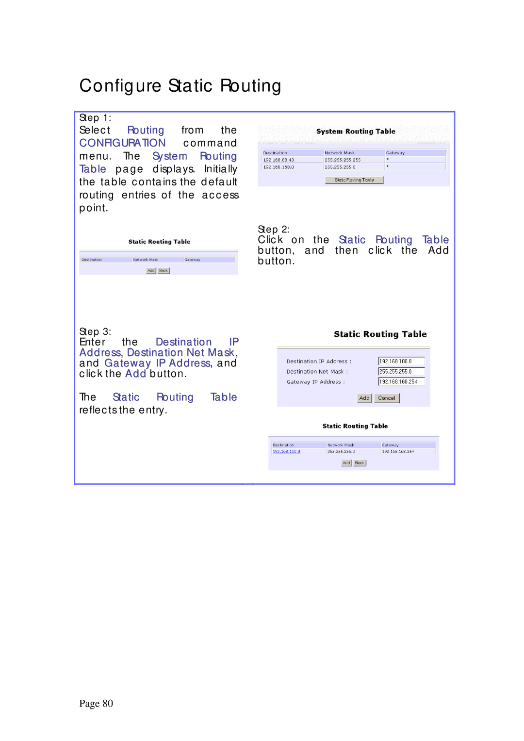 Compex Systems WPE53G manual Configure Static Routing 