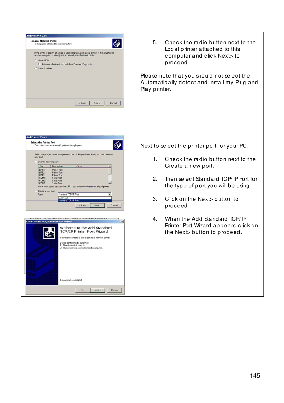 Compex Technologies 18A manual 145, Check the radio button next to the Create a new port 