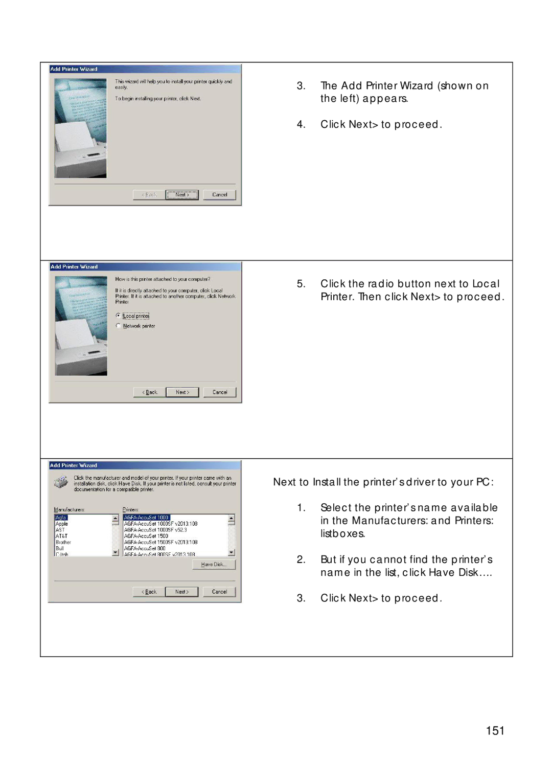 Compex Technologies 18A manual 151, Add Printer Wizard shown on the left appears 