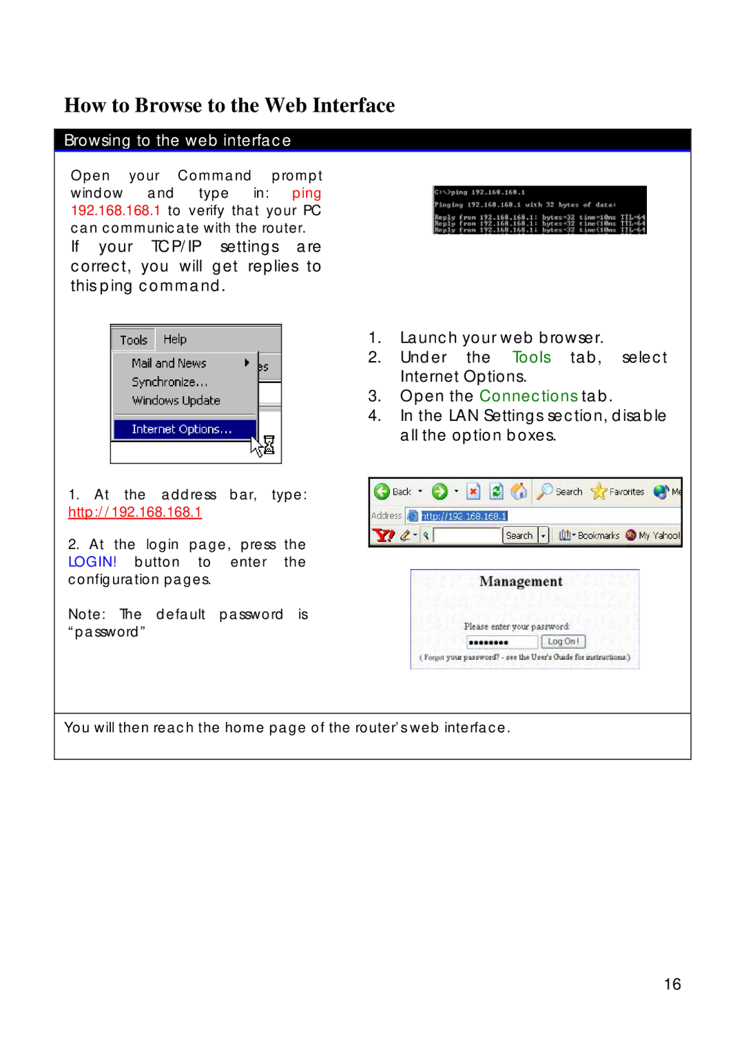 Compex Technologies 18A manual How to Browse to the Web Interface, Browsing to the web interface 