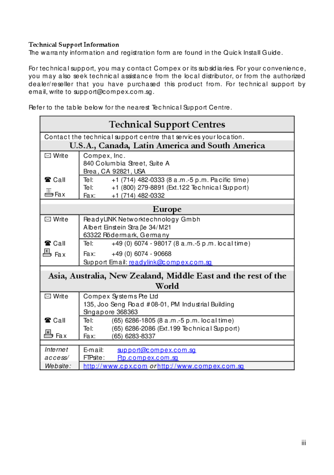 Compex Technologies 18A manual Iii, Compex, Inc 