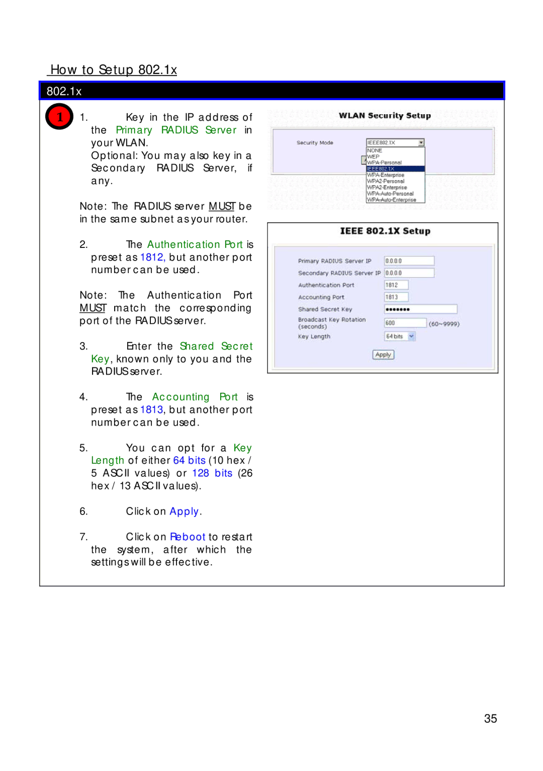 Compex Technologies 18A manual How to Setup, 802.1x 