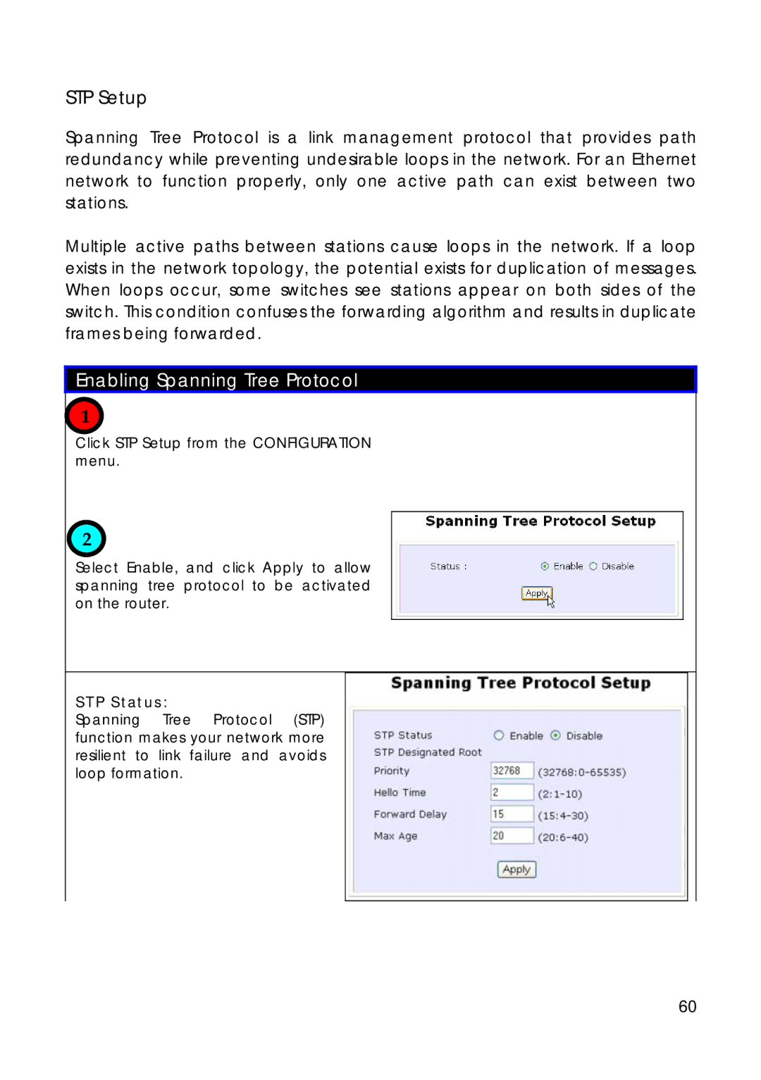 Compex Technologies 18A manual Click STP Setup from the Configuration menu 