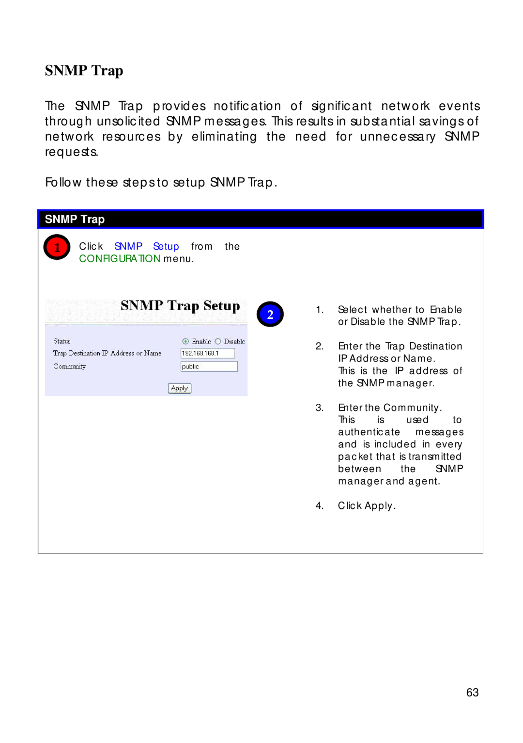 Compex Technologies 18A manual Snmp Trap, Click Snmp Setup from the Configuration menu 