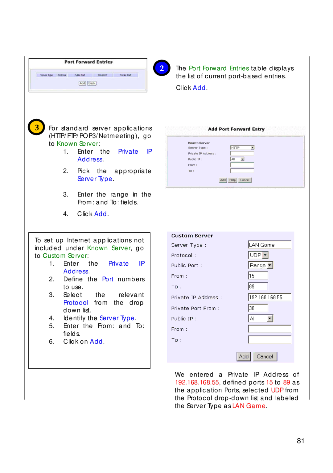 Compex Technologies 18A manual Enter the Private IP Address 