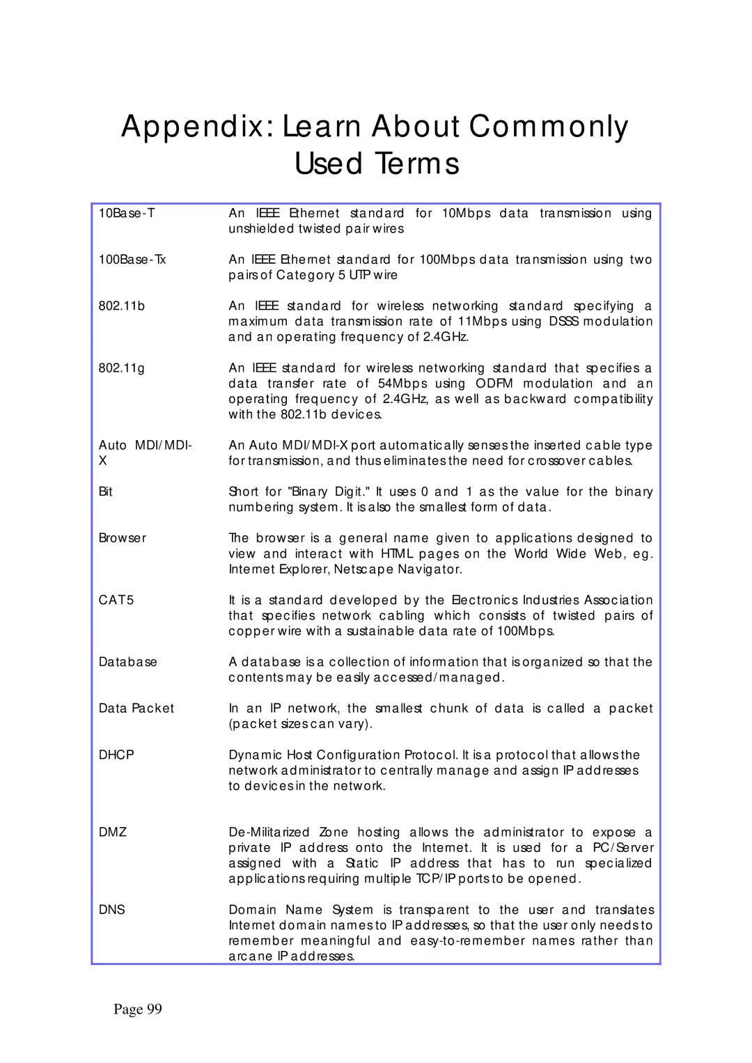 Compex Technologies NP25G 6C manual Appendix Learn About Commonly Used Terms 