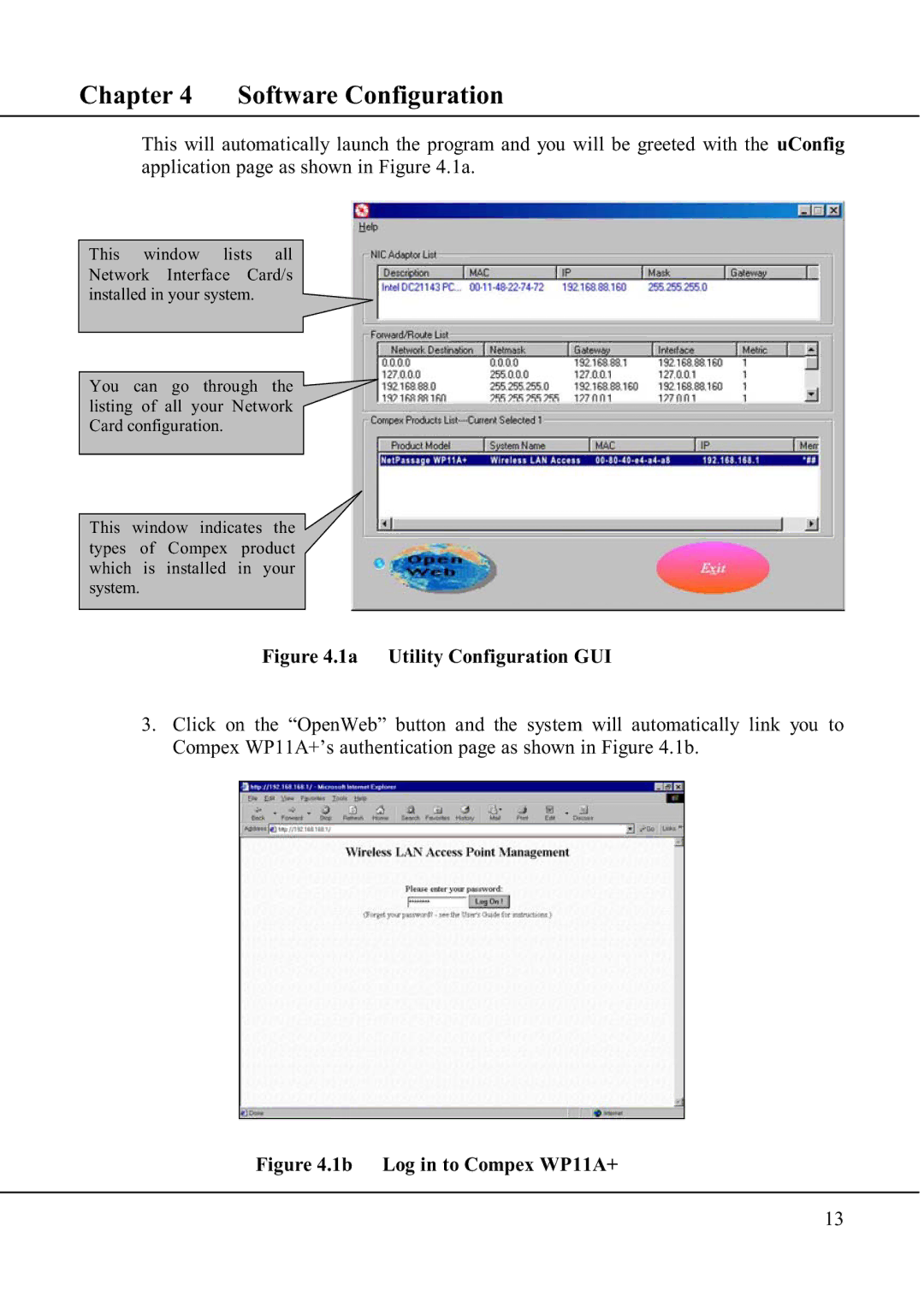 Compex Technologies manual 1b Log in to Compex WP11A+ 