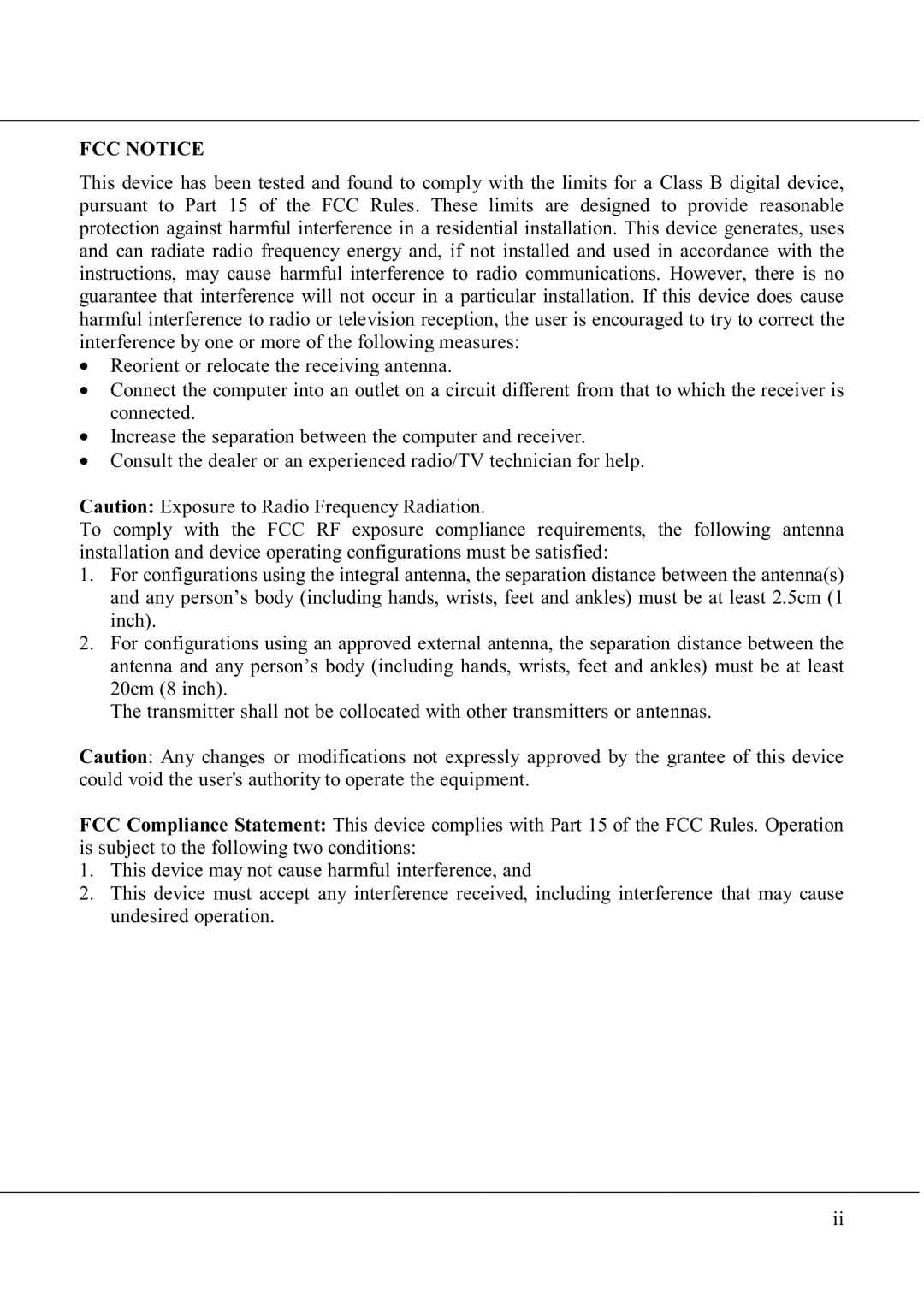 Compex Technologies WP11A+ manual FCC Notice 