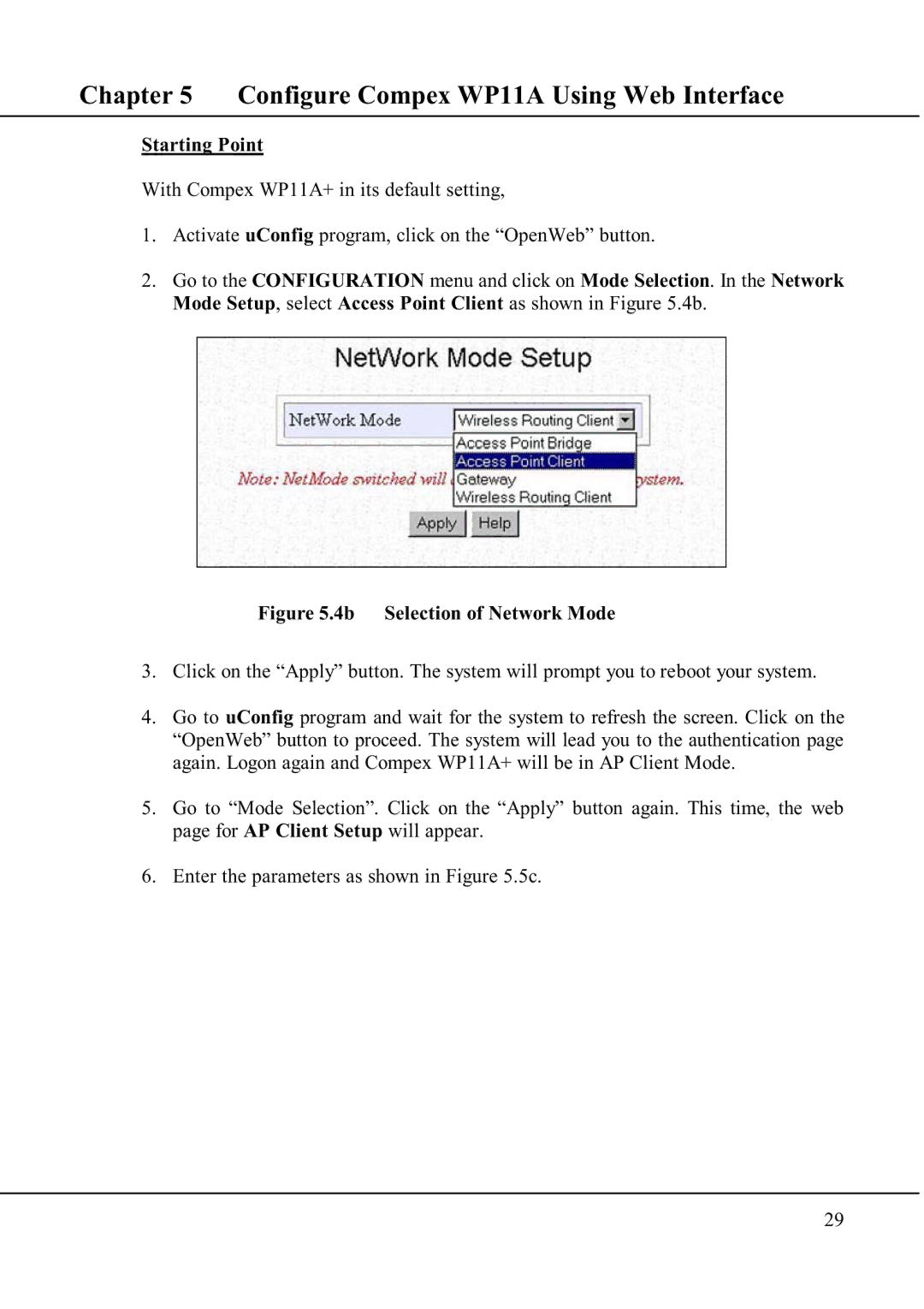 Compex Technologies WP11A+ manual Configure Compex WP11A Using Web Interface 