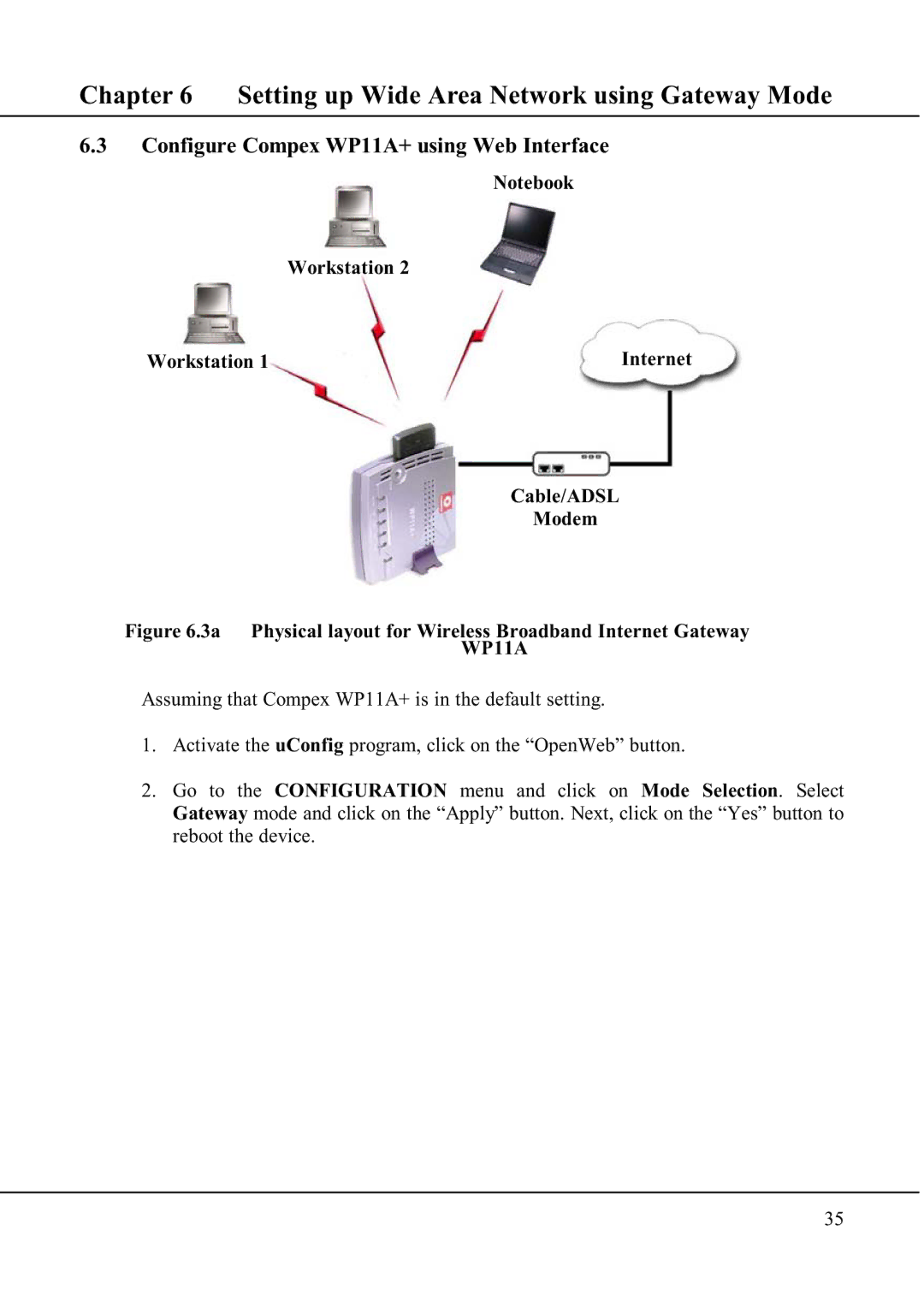 Compex Technologies manual Configure Compex WP11A+ using Web Interface 