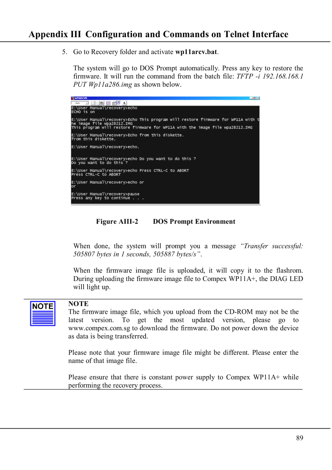 Compex Technologies WP11A+ manual Appendix III Configuration and Commands on Telnet Interface 