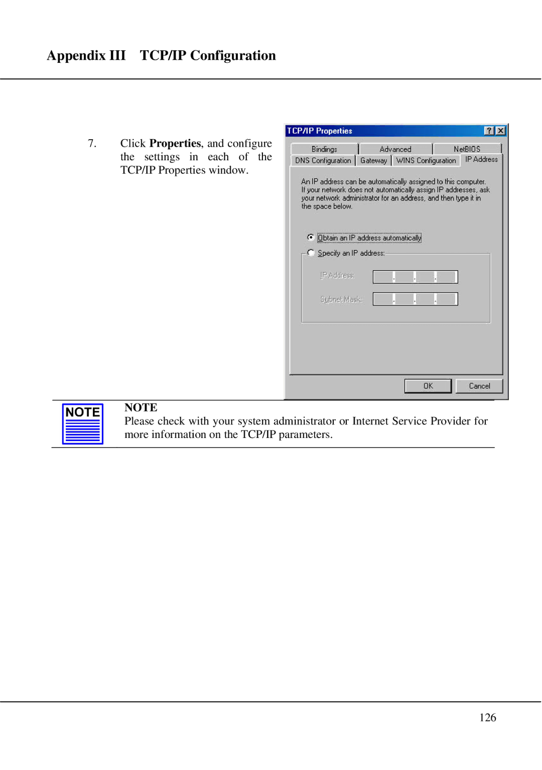 Compex Technologies WPE54 manual Appendix III TCP/IP Configuration 