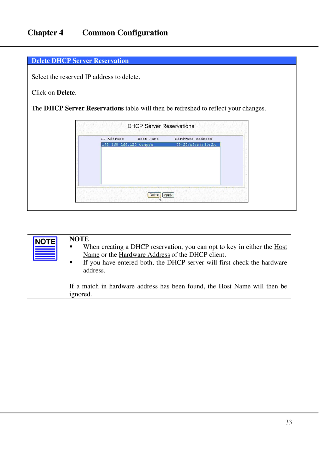 Compex Technologies WPE54 manual Delete Dhcp Server Reservation 