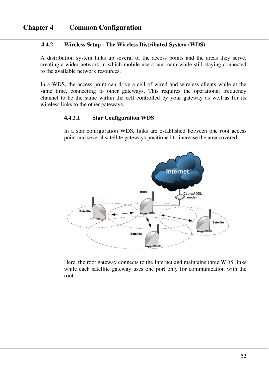 Compex Technologies WPE54 manual Wireless Setup The Wireless Distributed System WDS, Star Configuration WDS 