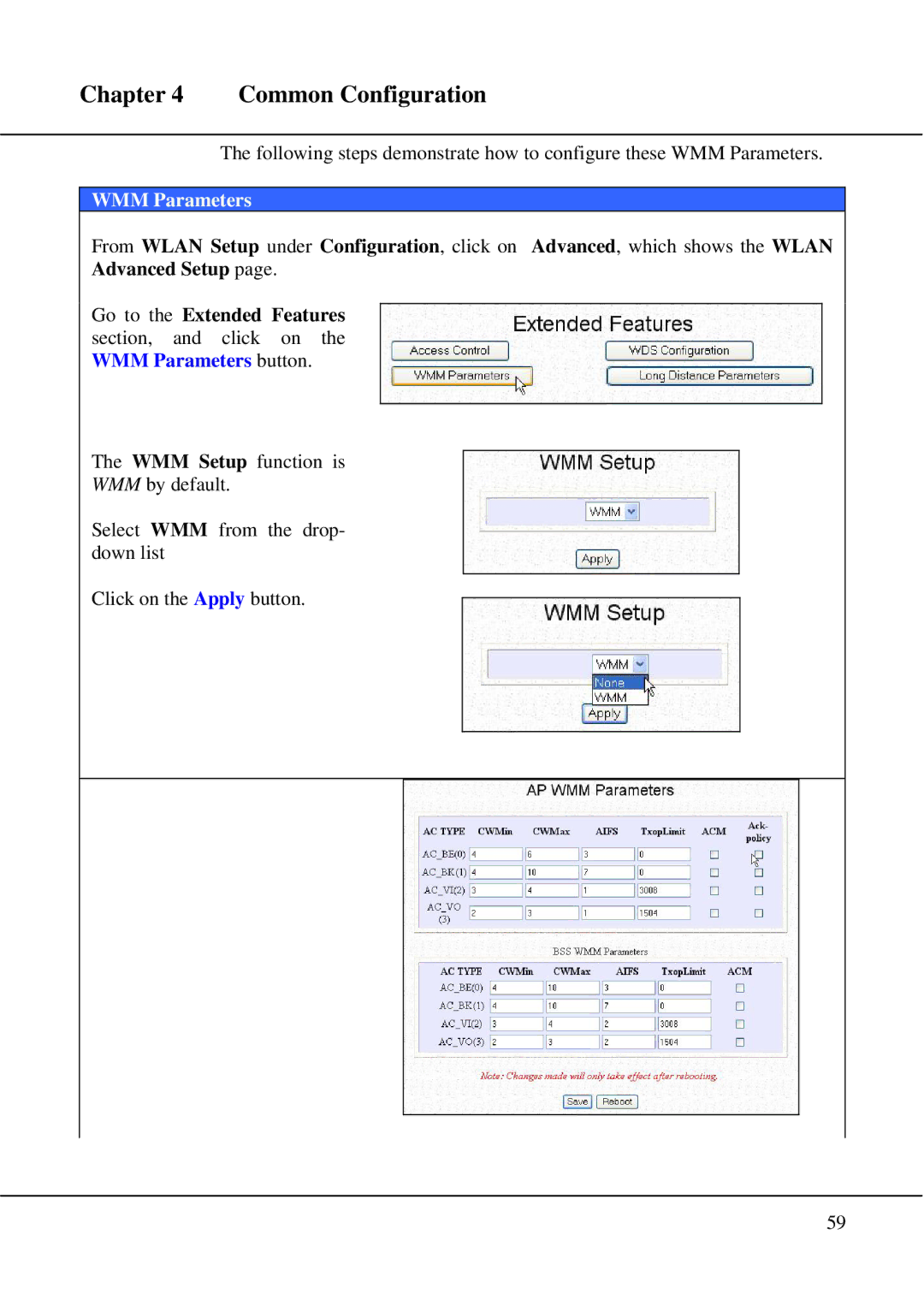 Compex Technologies WPE54 manual WMM Parameters 