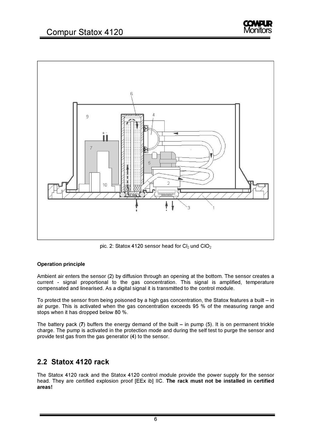 Compur operation manual Statox 4120 rack, Operation principle, Areas 